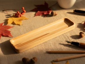 Solid Maple Pen Tray, Minimalist Wooden Desk Organizer & Calligraphy Holder