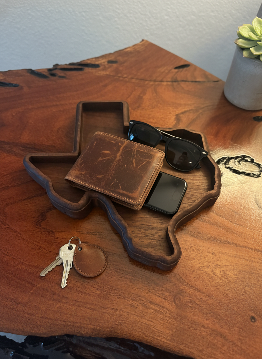 Walnut Wood Texas Tray, Handmade Lone Star Decor - Image 5