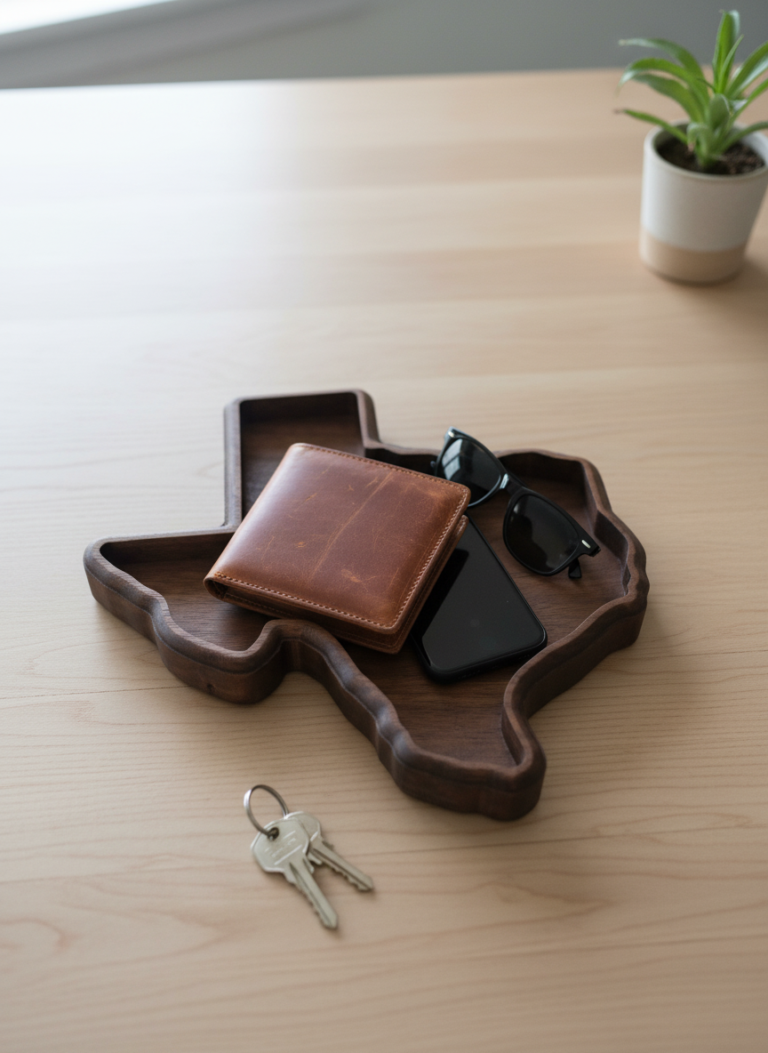 Walnut Wood Texas Tray, Handmade Lone Star Decor - Image 9
