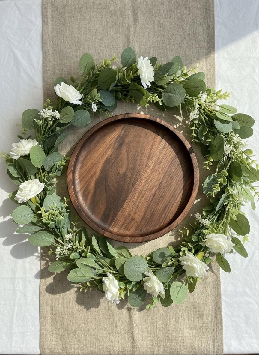 Black Walnut Round Hardwood Trays, Centerpiece, Gift, Timeless, Modern Valet Catch All Decor - Image 7