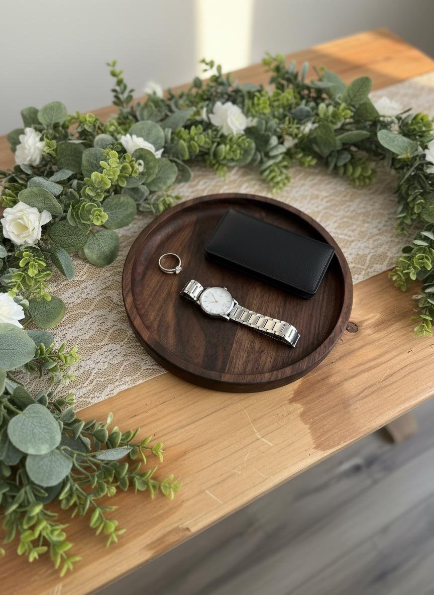Black Walnut Round Hardwood Trays, Centerpiece, Gift, Timeless, Modern Valet Catch All Decor - Image 10