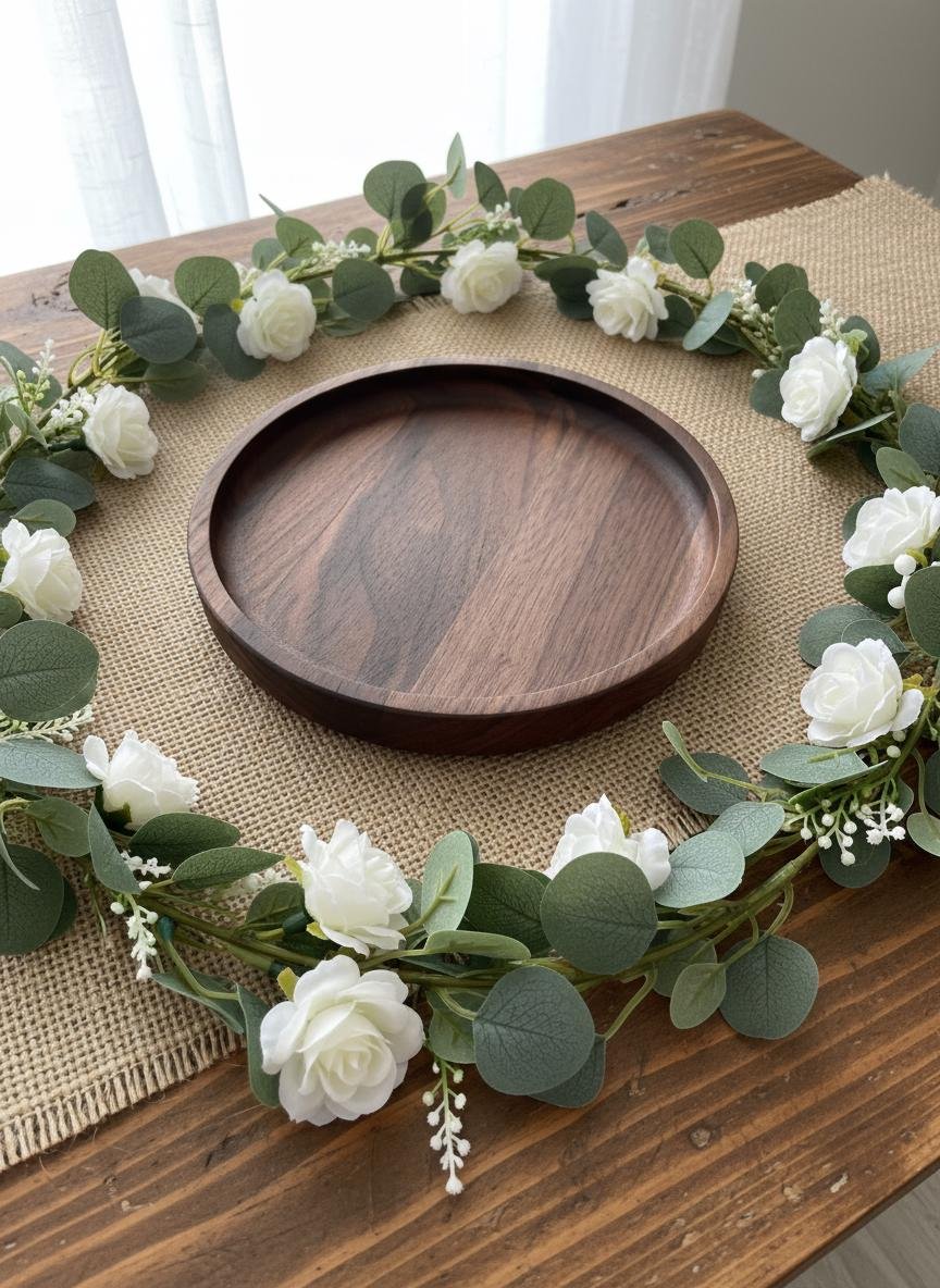 Black Walnut Round Hardwood Trays, Centerpiece, Gift, Timeless, Modern Valet Catch All Decor - Image 11