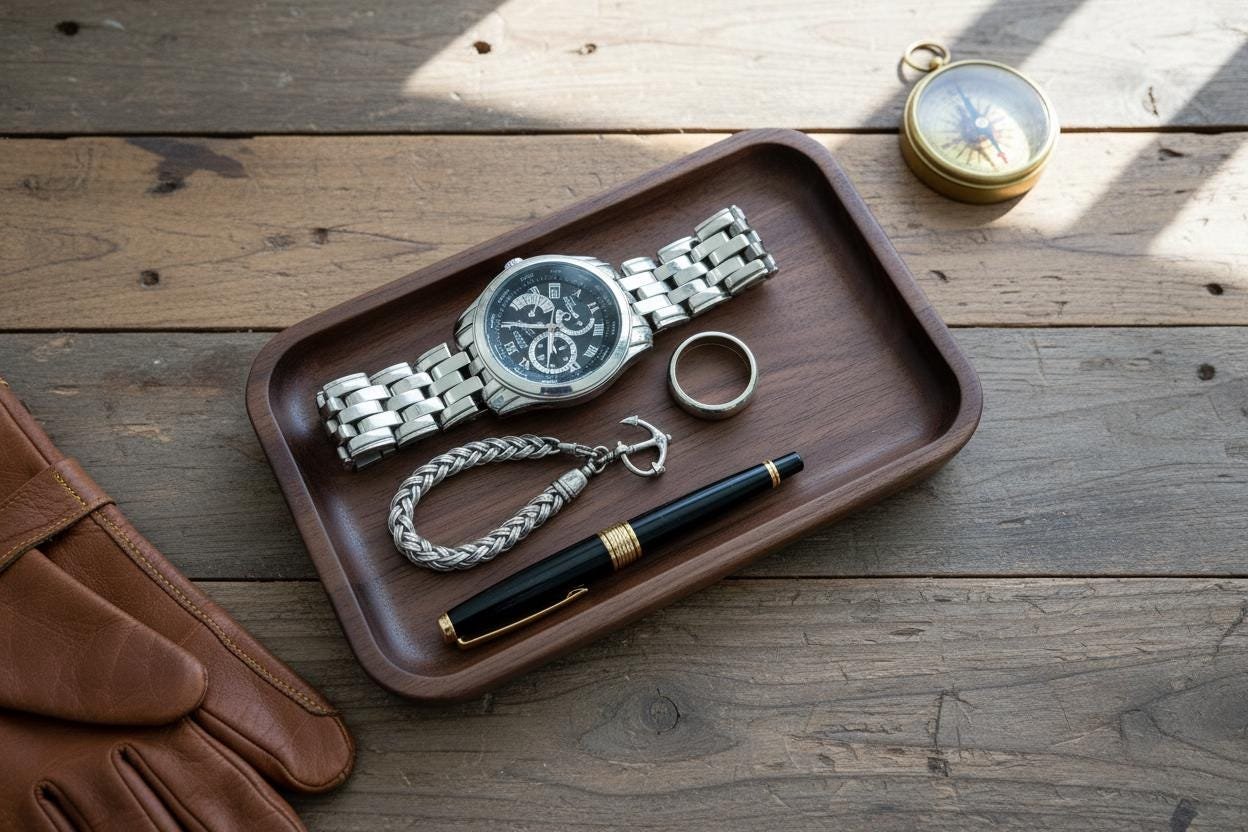 Black Walnut Valet Tray, Catchall Tray, Nightstand Desk Organizer, Groomsmen Gift - Image 15