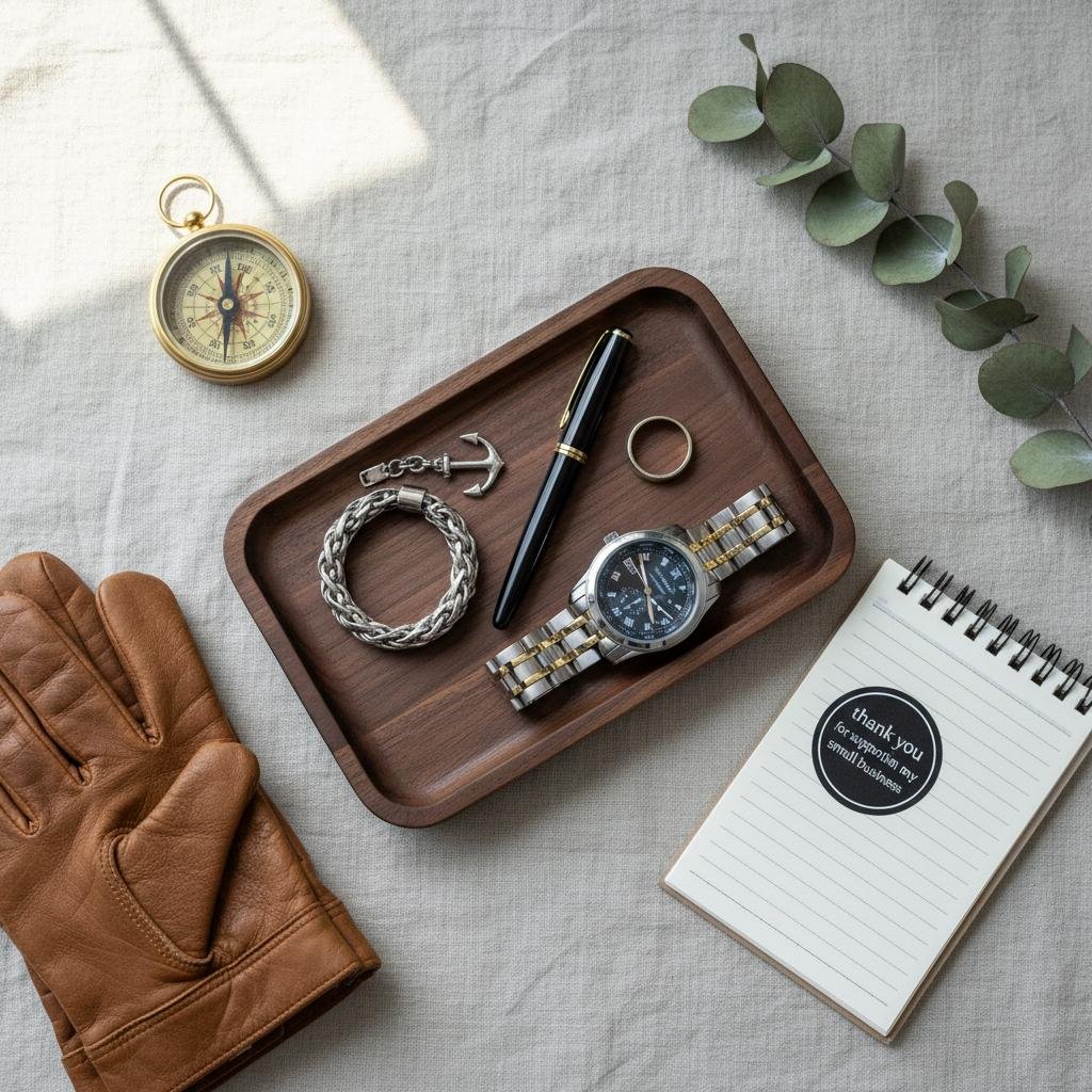 Black Walnut Valet Tray, Catchall Tray, Nightstand Desk Organizer, Groomsmen Gift - Image 14