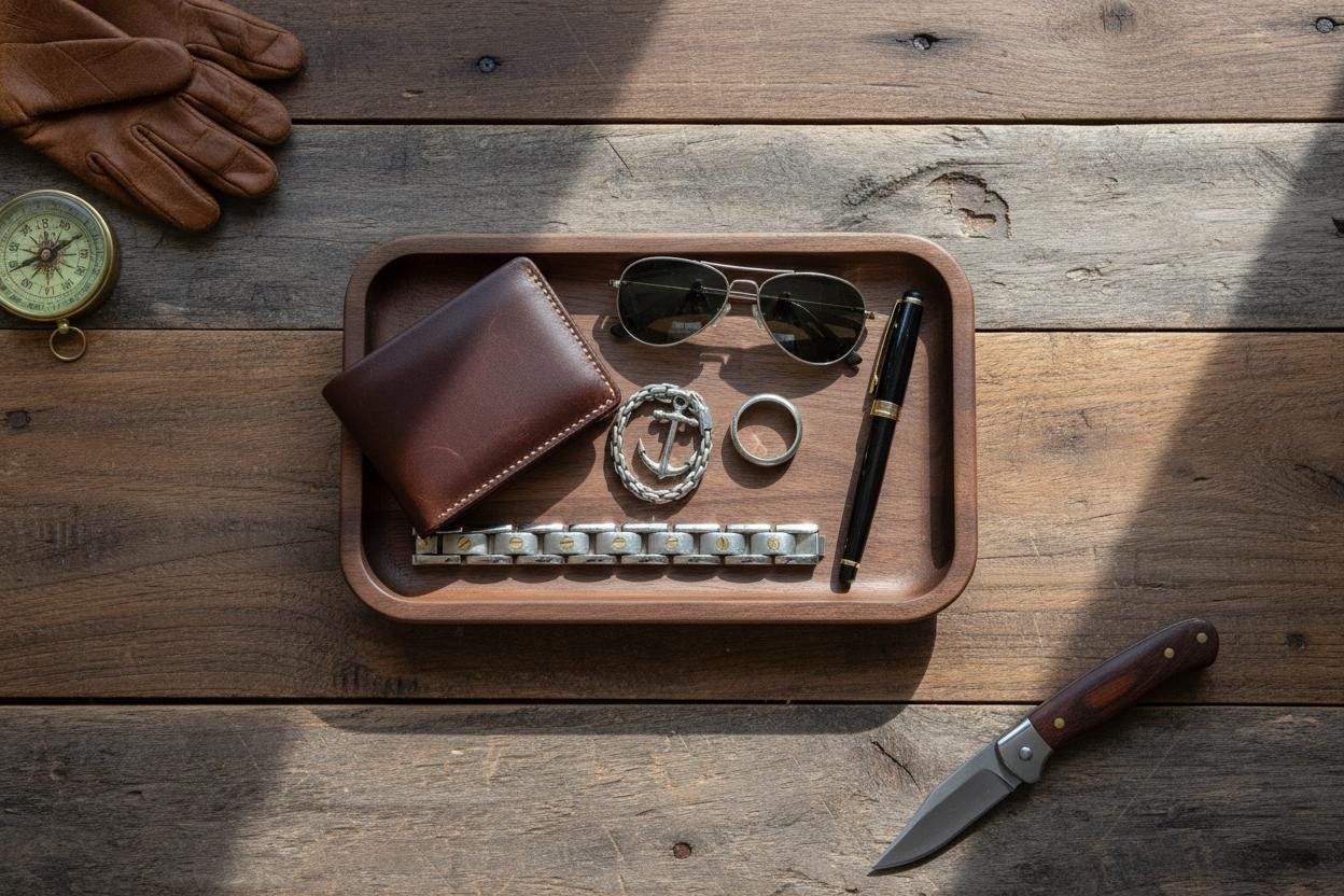 Black Walnut Valet Tray, Catchall Tray, Nightstand Desk Organizer, Groomsmen Gift - Image 16