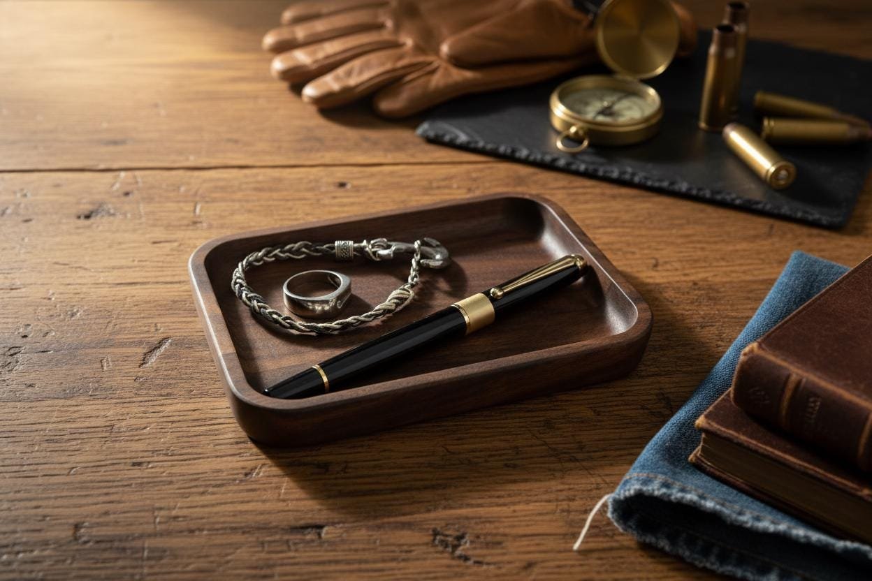 Black Walnut Valet Tray, Catchall Tray, Nightstand Desk Organizer, Groomsmen Gift - Image 19