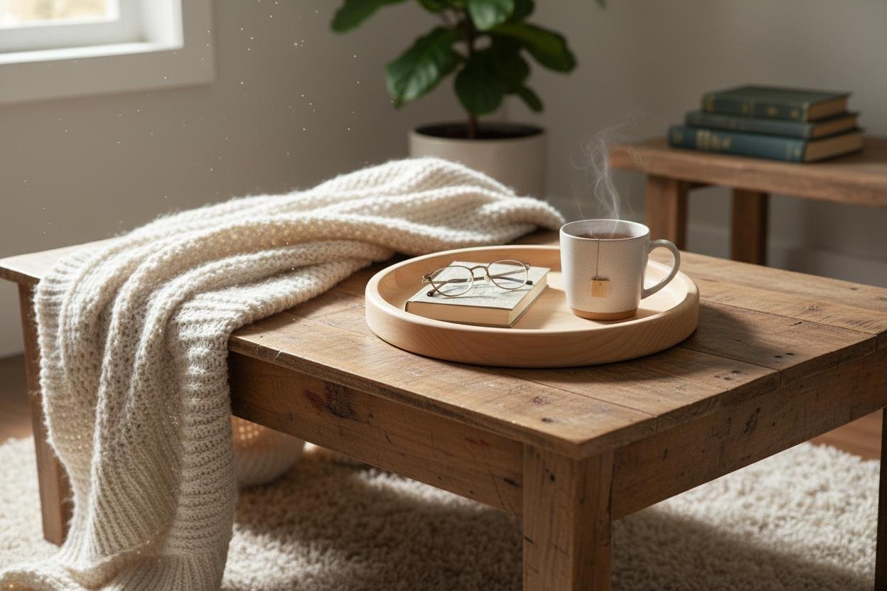 Round Maple Wood Valet Tray, Catchall Tray, Farmhouse Decor, Natural Tabletop Organizer - Image 17