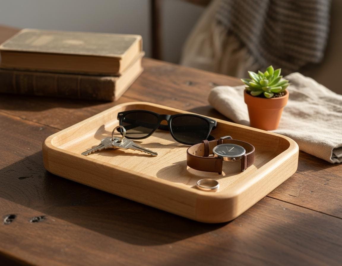 Maple Valet Tray, Catchall Tray, Organizer for Everyday Essentials - Image 4