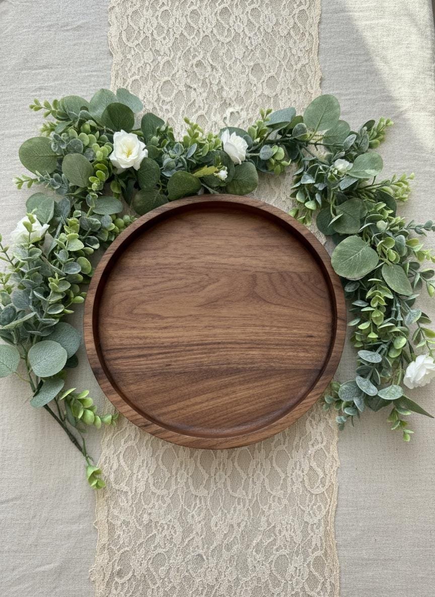 Black Walnut Round Hardwood Trays, Centerpiece, Gift, Timeless, Modern Valet Catch All Decor - Image 3