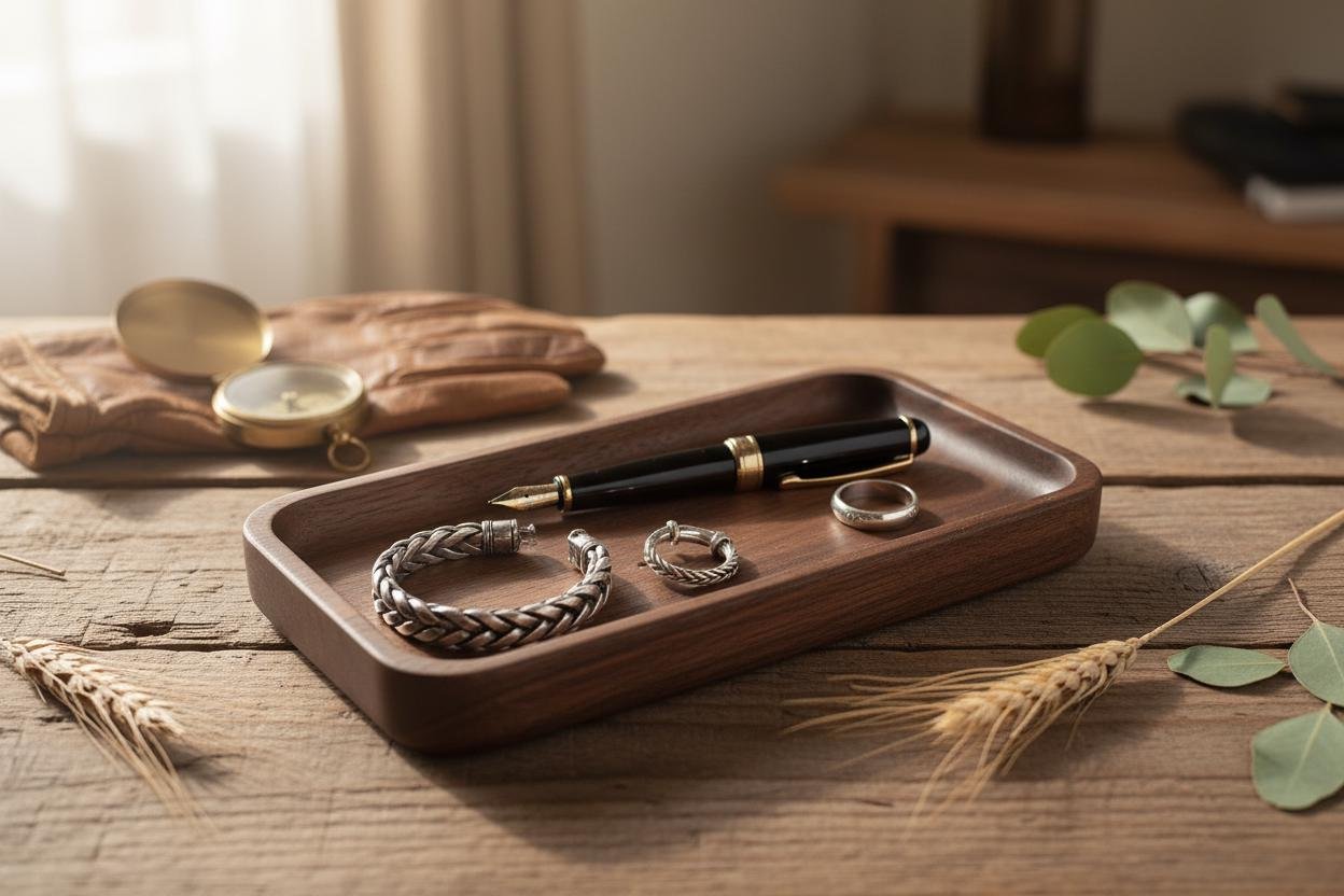 Black Walnut Valet Tray, Catchall Tray, Nightstand Desk Organizer, Groomsmen Gift - Image 7