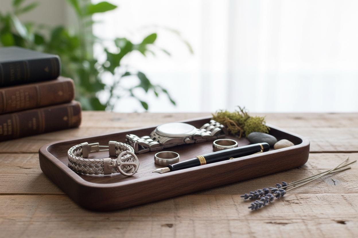 Black Walnut Valet Tray, Catchall Tray, Nightstand Desk Organizer, Groomsmen Gift - Image 10