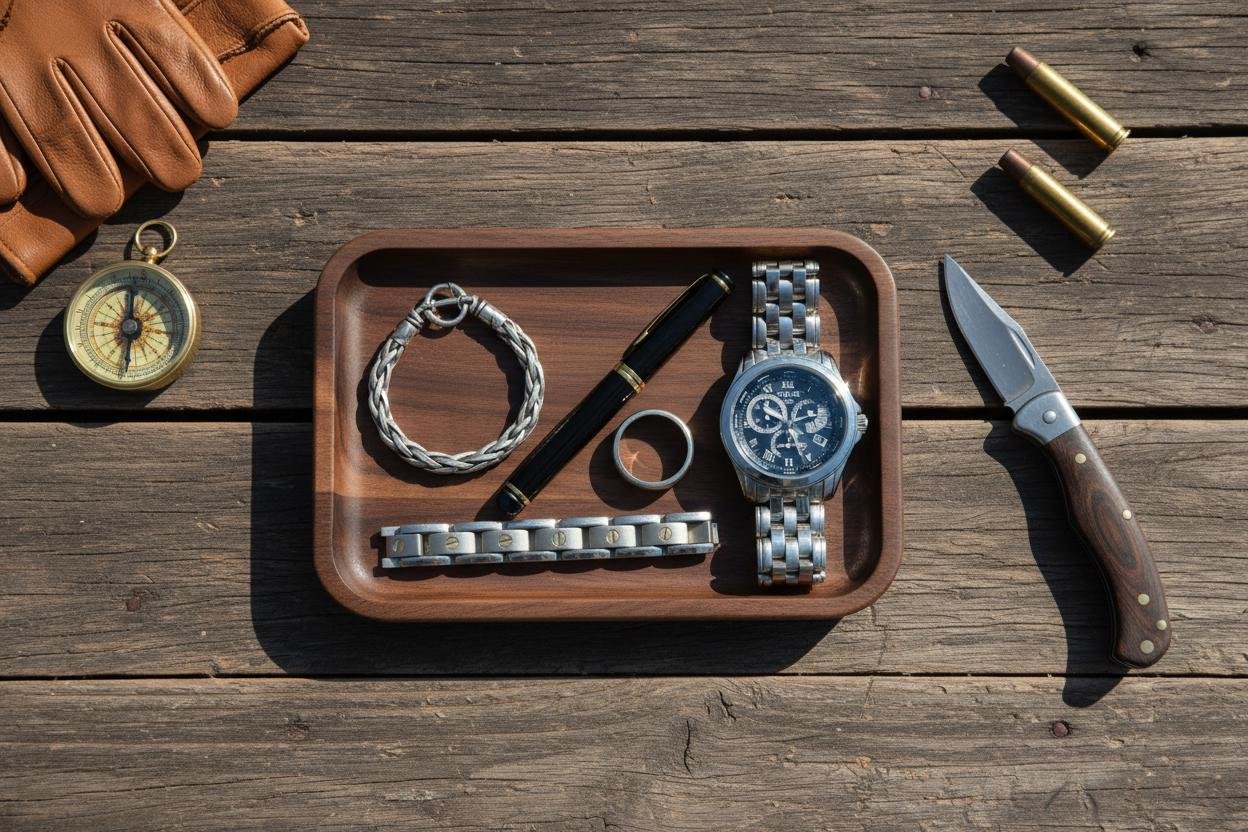 Black Walnut Valet Tray, Catchall Tray, Nightstand Desk Organizer, Groomsmen Gift - Image 8