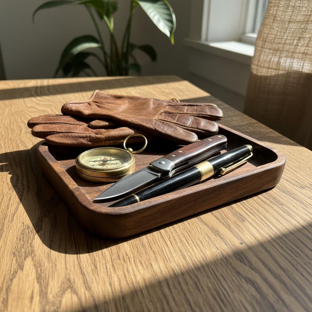 Black Walnut Valet Tray, Catchall Tray, Nightstand Desk Organizer, Groomsmen Gift - Image 12