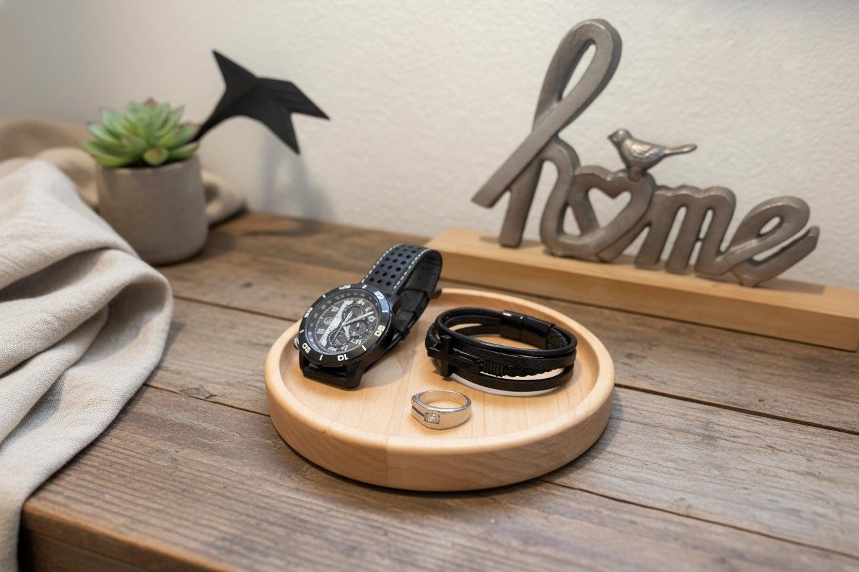 Round Maple Wood Valet Tray, Catchall Tray, Farmhouse Decor, Natural Tabletop Organizer - Image 14