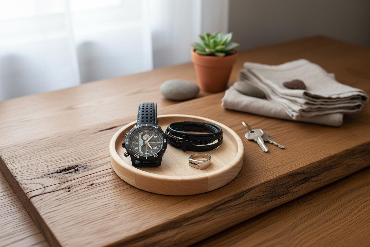 Round Maple Wood Valet Tray, Catchall Tray, Farmhouse Decor, Natural Tabletop Organizer - Image 15