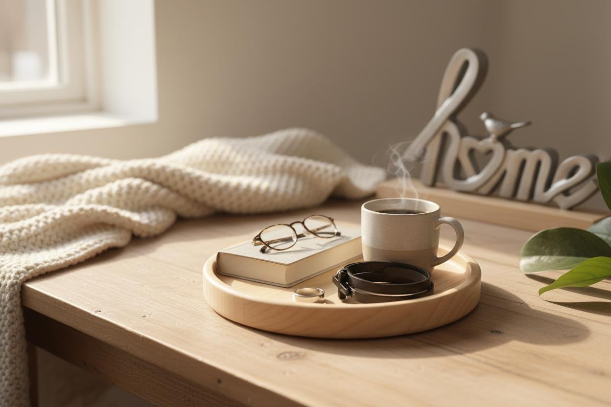 Round Maple Wood Valet Tray, Catchall Tray, Farmhouse Decor, Natural Tabletop Organizer - Image 20