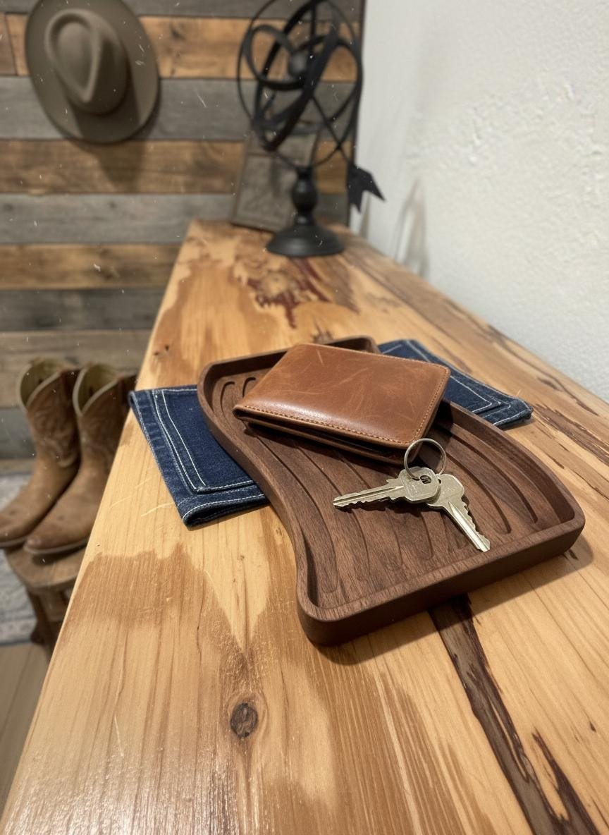 Black Walnut Wavy American Flag Tray, Catchall Dish, Trinket Tray, Patriotic Home Decor Gift - Image 13