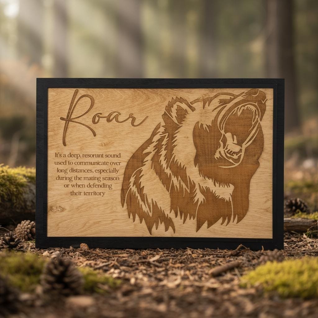 Grizzly Bear "Roar" Wall Art, Laser Engraved Wood Sign, Rustic Cabin Decor - Image 7
