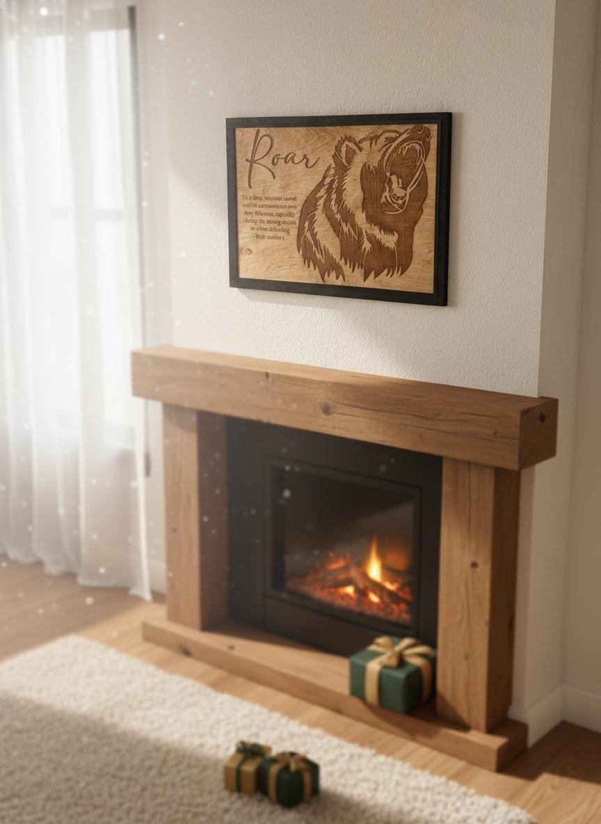 Grizzly Bear "Roar" Wall Art, Laser Engraved Wood Sign, Rustic Cabin Decor - Image 13