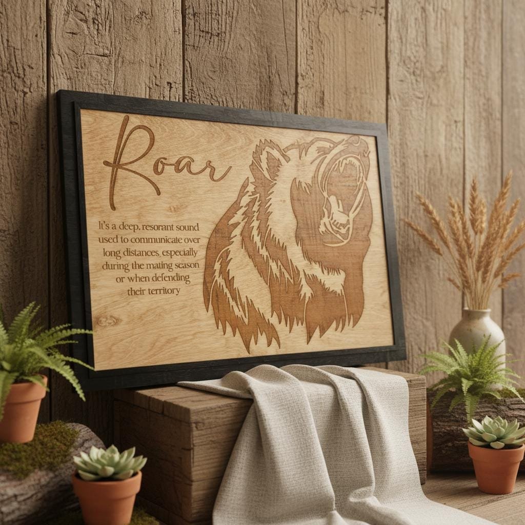 Grizzly Bear "Roar" Wall Art, Laser Engraved Wood Sign, Rustic Cabin Decor - Image 17