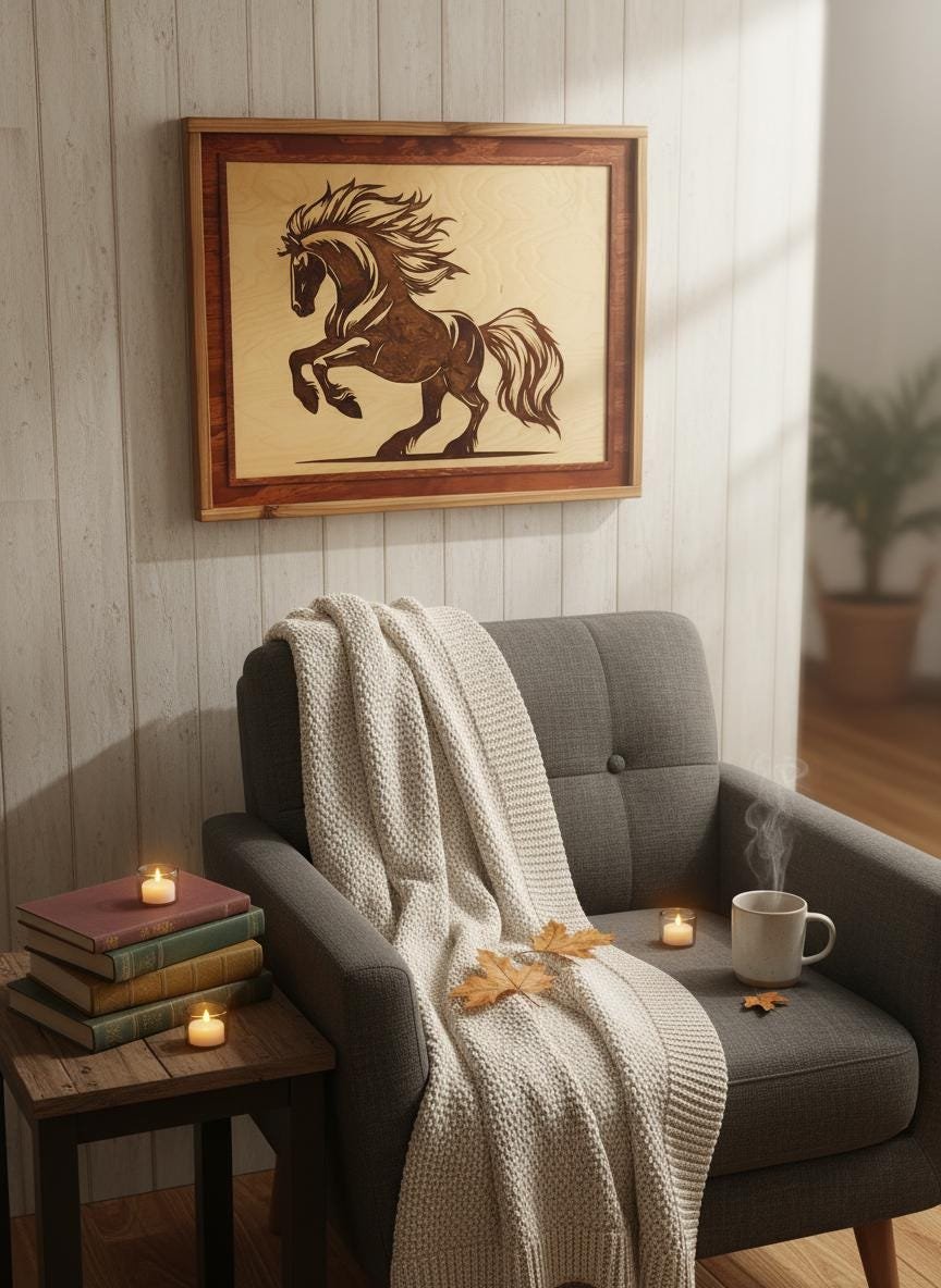 Rearing Stallion Wood Art, Laser Engraved Resin Inlay, Western Decor - Image 13