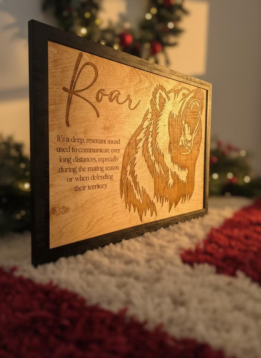 Grizzly Bear "Roar" Wall Art, Laser Engraved Wood Sign, Rustic Cabin Decor - Image 10