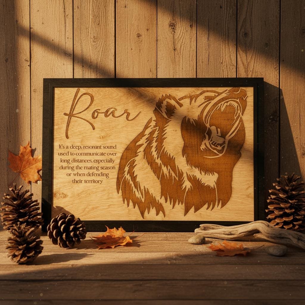 Grizzly Bear "Roar" Wall Art, Laser Engraved Wood Sign, Rustic Cabin Decor - Image 16