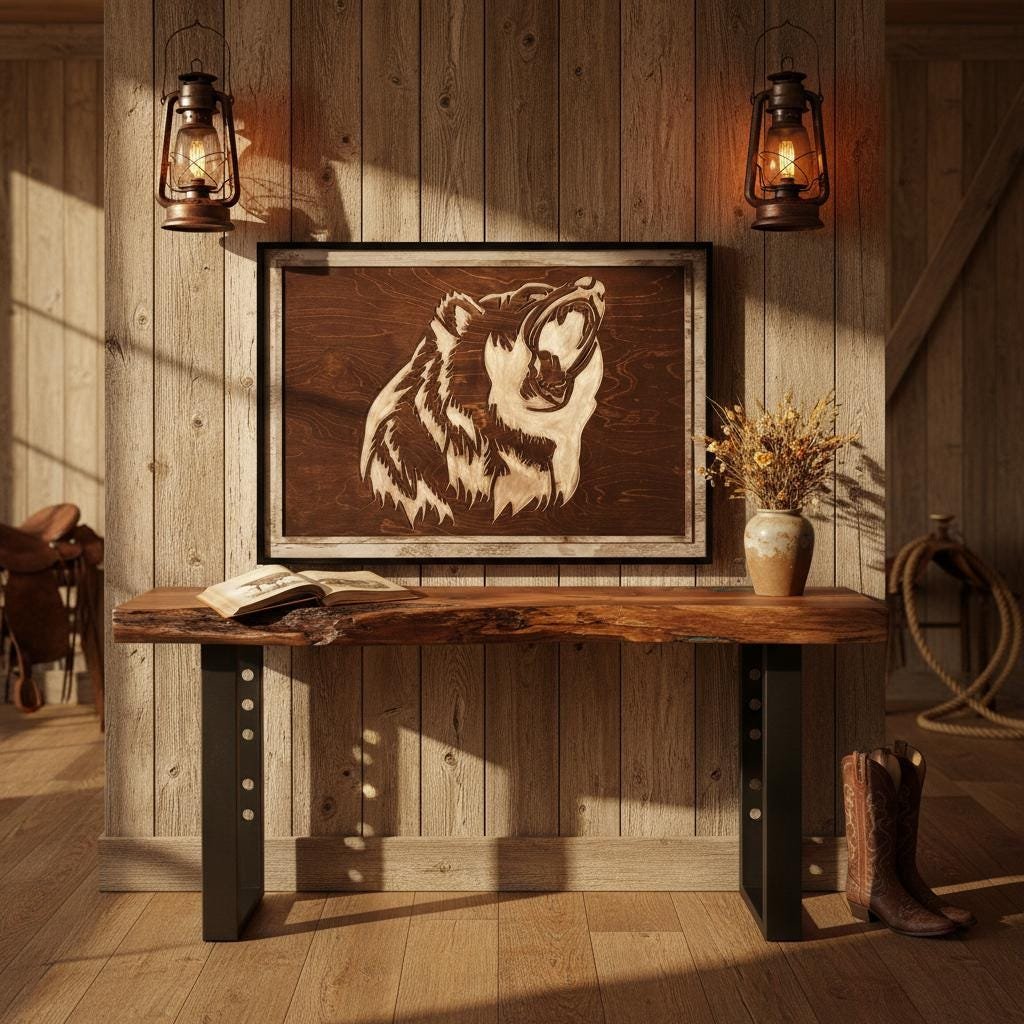 Rustic Grizzly Bear Wood Wall Art - Carved Wildlife Cabin Decor - Image 15