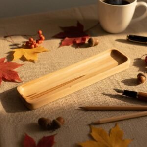 Solid Maple Pen Tray, Minimalist Wooden Desk Organizer  and  Calligraphy Holder