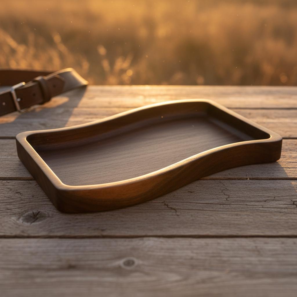Large Black Walnut Wavy Valet Tray, Nightstand or Desk Organizer, Groomsmen Gift - Image 11