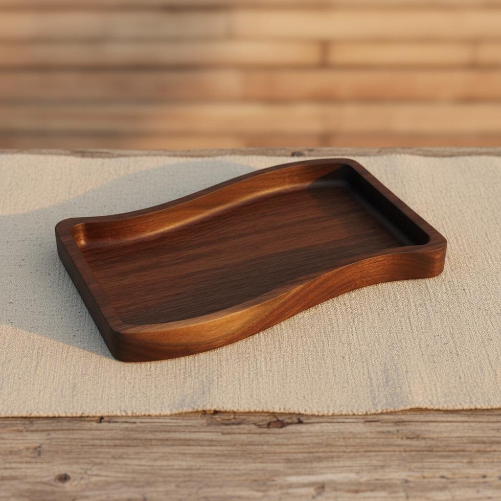Large Black Walnut Wavy Valet Tray, Nightstand or Desk Organizer, Groomsmen Gift - Image 13