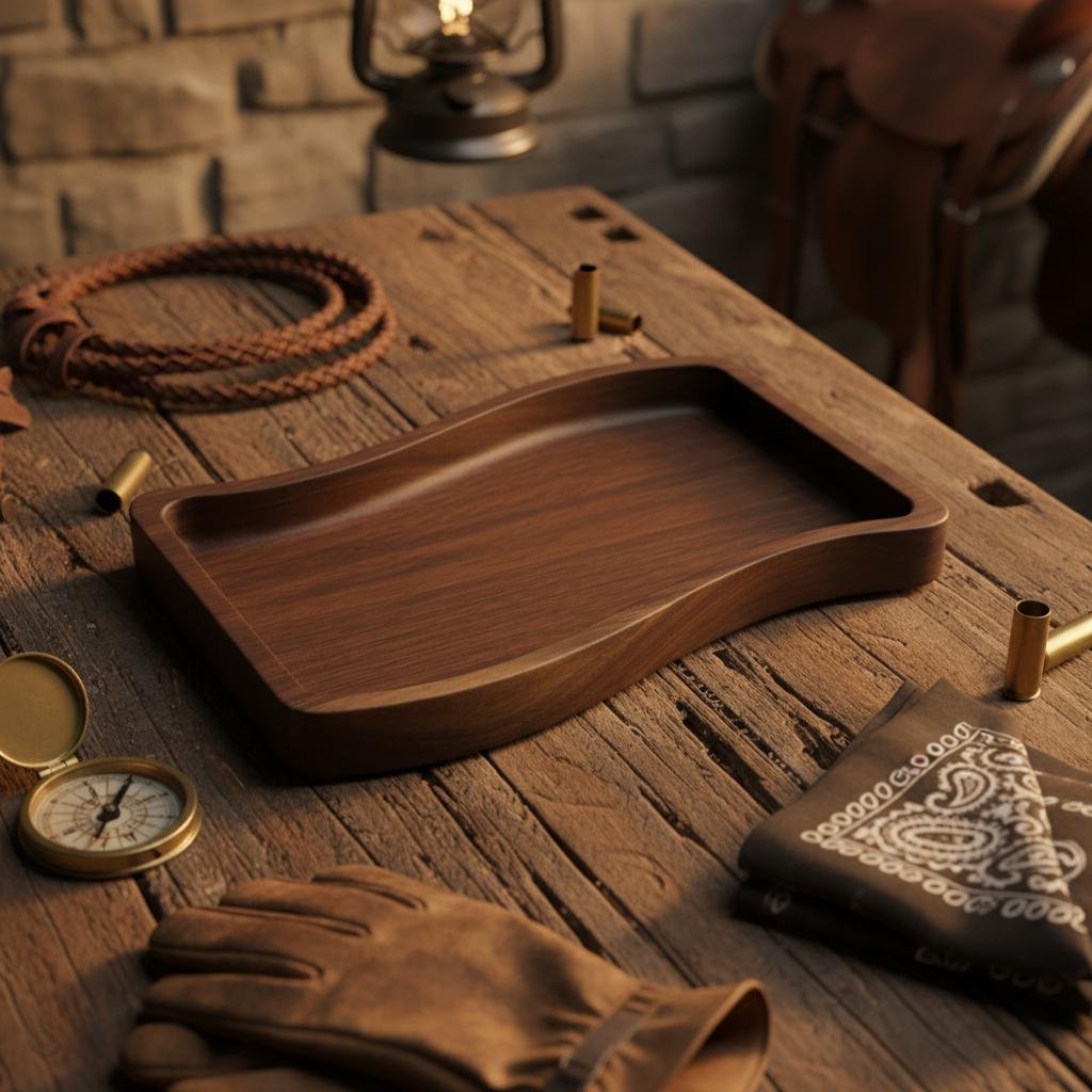 Large Black Walnut Wavy Valet Tray, Nightstand or Desk Organizer, Groomsmen Gift - Image 16