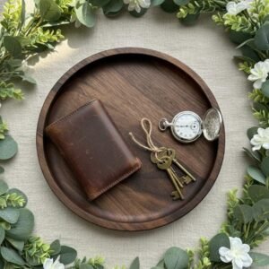Black Walnut Round Hardwood Trays, Centerpiece, Gift, Timeless, Modern Valet Catch All Decor