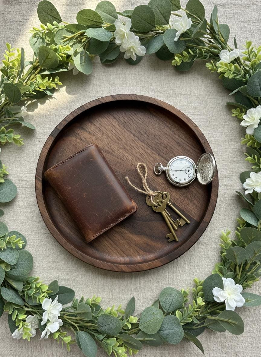 Black Walnut Round Hardwood Trays, Centerpiece, Gift, Timeless, Modern Valet Catch All Decor