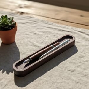 Oval Black Walnut Pen Tray | Minimalist Desk Accessory