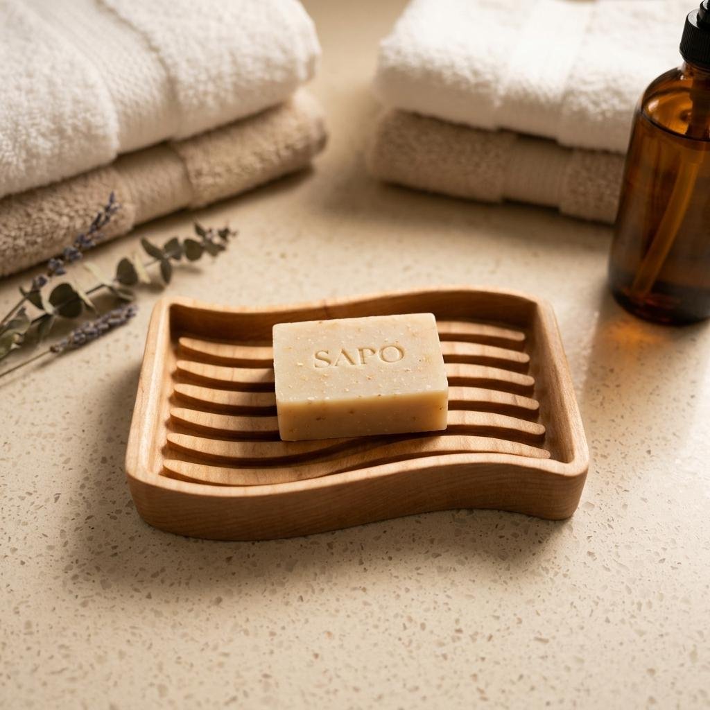 Classy Maple Wavy Soap Dish | Wooden Soap Saver | Minimalist Bathroom Decor - Image 6