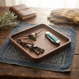 Black Walnut Trinket Tray | Square Wooden Catchall Tray & Organizer