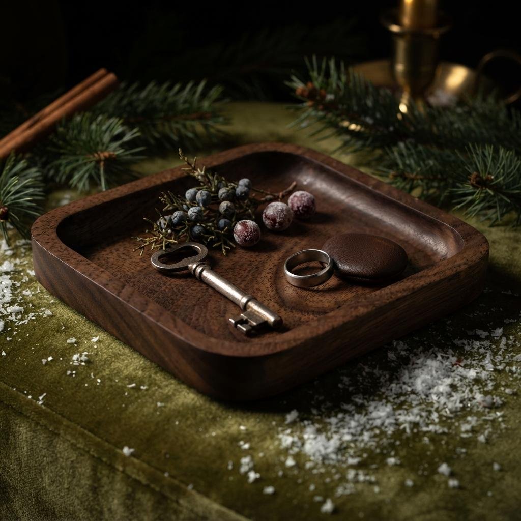 Black Walnut Trinket Tray | Square Wooden Catchall Tray & Organizer - Image 2