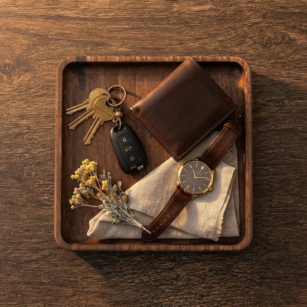 Black Walnut Trinket Tray | Square Wooden Catchall Tray & Organizer - Image 4